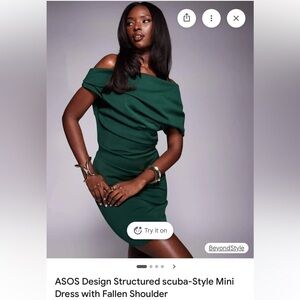 Off-Shoulder Emerald Green ASOS Scuba Dress